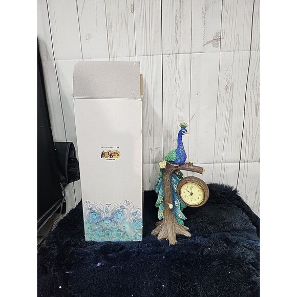 PEACOCK STANDING QUARTZ BATTERY CLOCK MADE FOR CRACKER BARREL 14” Tall - Picture 1 of 8